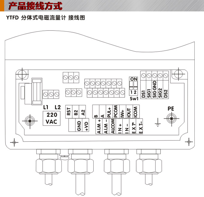 電磁流量計(jì),YTFD分體式電磁流量計(jì)接線圖