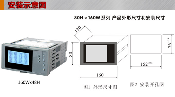 智能溫度巡檢儀，DFX16液晶溫度巡檢儀，多回路巡檢控制儀安裝示意圖