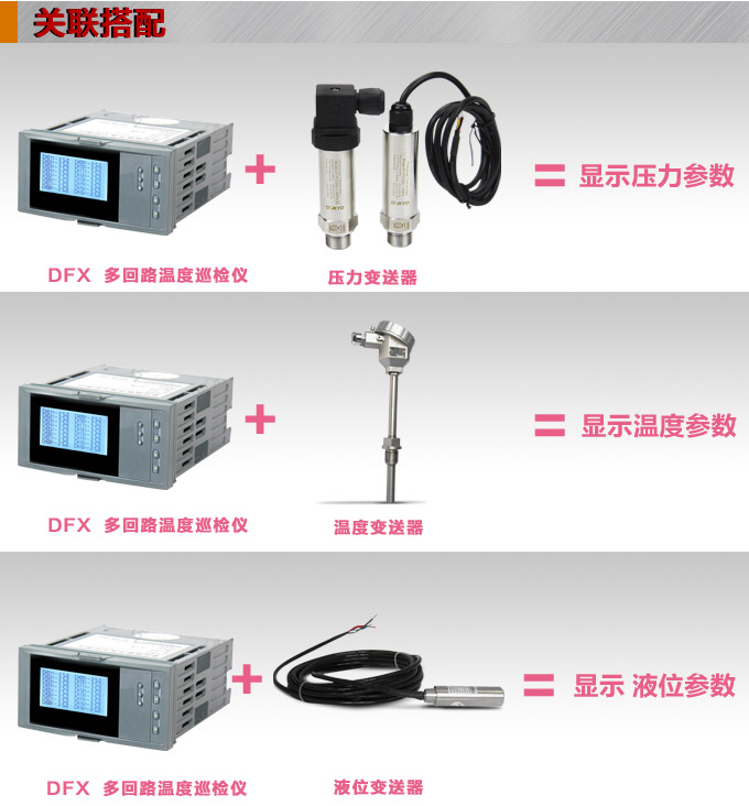 智能溫度巡檢儀，DFX16液晶溫度巡檢儀，多回路巡檢控制儀關(guān)聯(lián)搭配