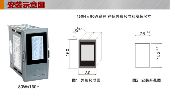 智能溫度巡檢儀，DFX20液晶溫度巡檢儀，多回路巡檢控制儀安裝示意圖