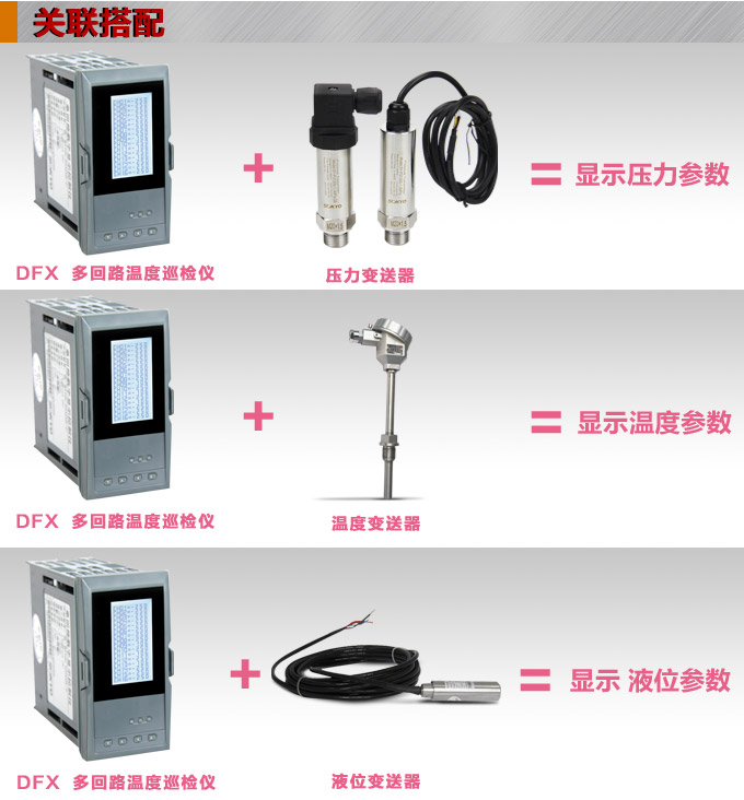 智能溫度巡檢儀，DFX20液晶溫度巡檢儀，多回路巡檢控制儀關(guān)聯(lián)搭配